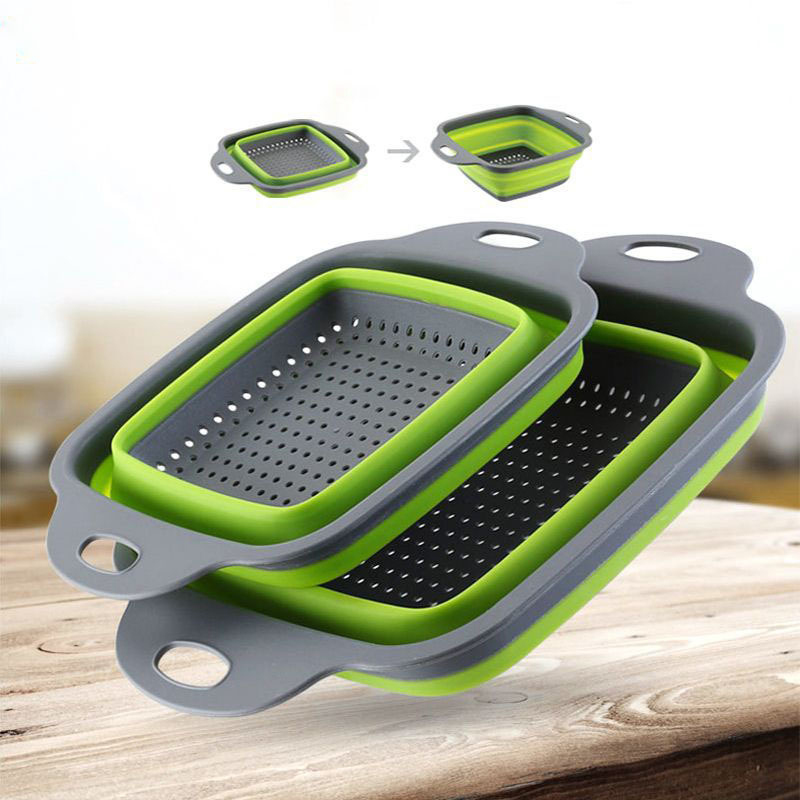Kitchen Gadgets Dropshipping - LMETJMA Square Collapsible Colander Silicone Kitchen