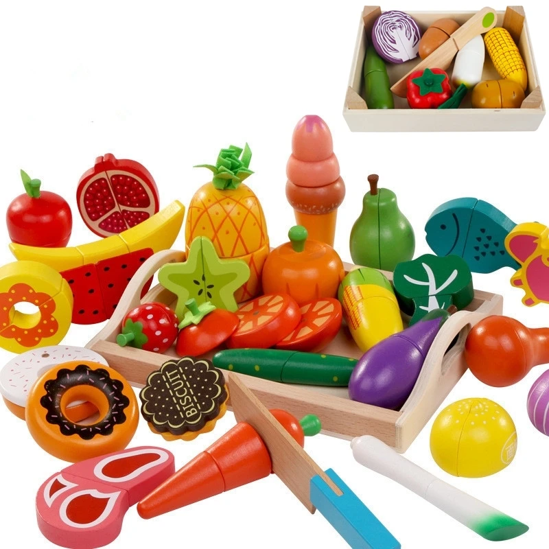 Kitchen Gadgets Kids - DIY Cute Wooden Cutting Fruit Vegetable