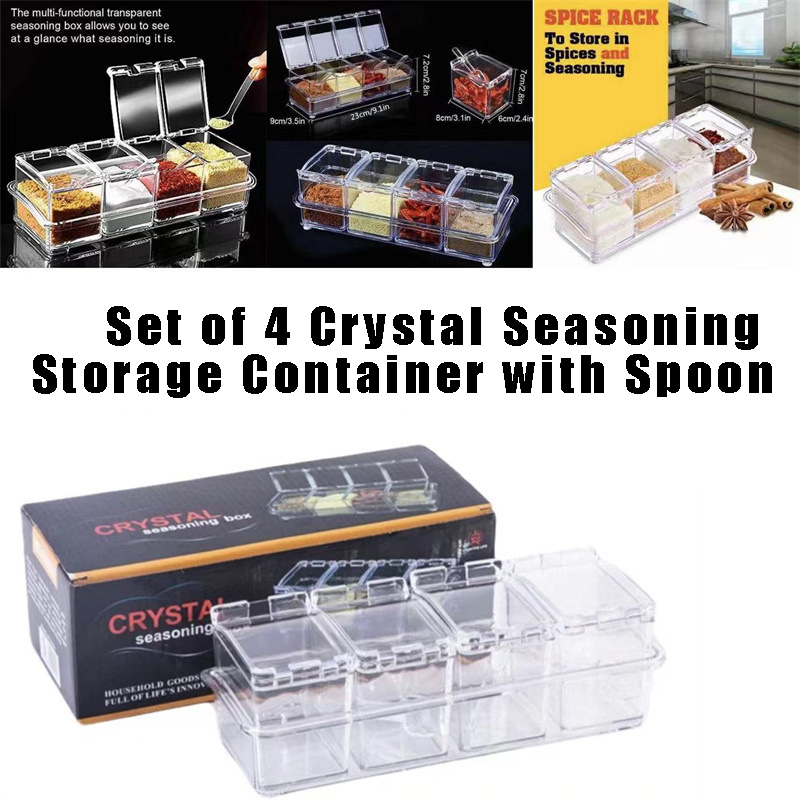Clear Seasoning Box Set of 4 C - Korean Kitchen Gadgets ulasan dan harga