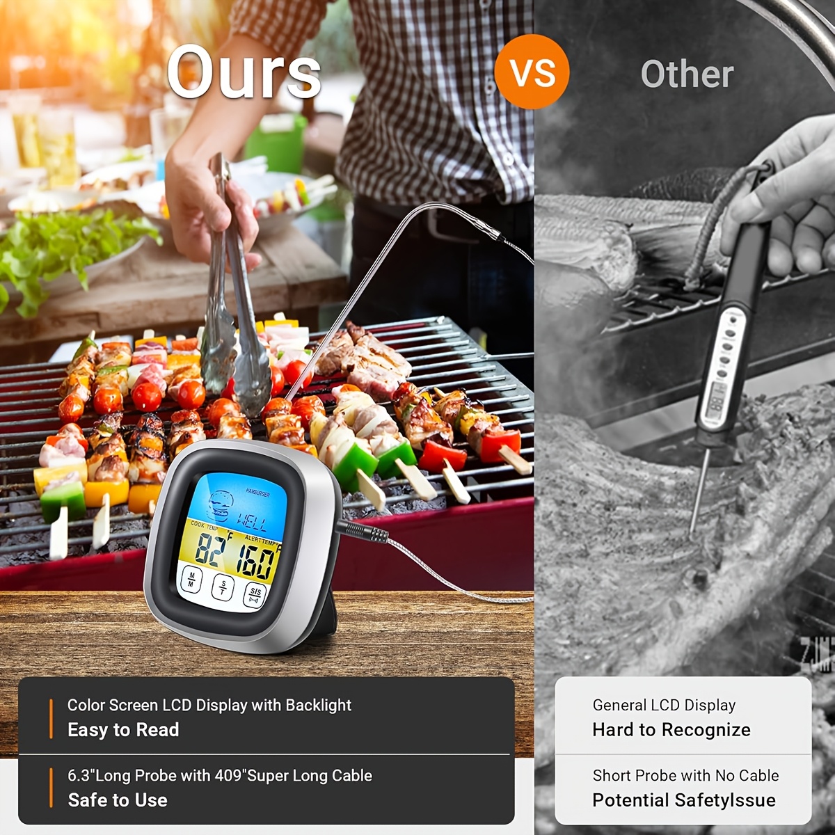Digital Meat Thermometer BBQ T - Instant Read Thermometer ulasan dan harga